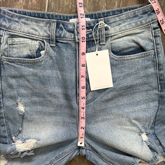 Cello High Rise Straight Distressed Jeans in Light Blue - Picture 8 of 12